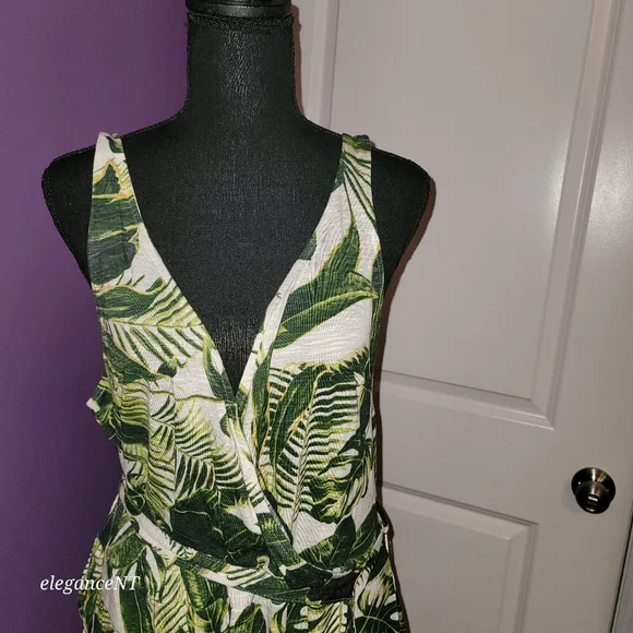 H & M Safari  style  faux-wrap Sleeveless Dress Sz: Large  NWT - Picture 10 of 12